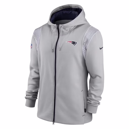 New England Patriots Nike Performance Sideline Lockup Full-Zip Hoodie – Gray - Image 2