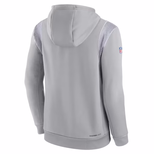 New England Patriots Nike Sideline Athletic Stack Performance Pullover Hoodie – Gray - Image 3