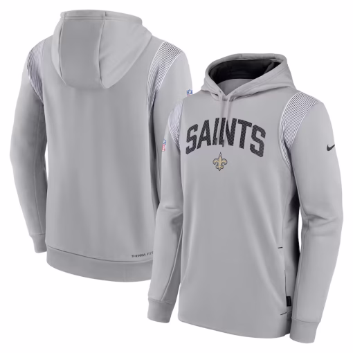 New Orleans Saints Nike Sideline Athletic Stack Performance Pullover Hoodie – Gray