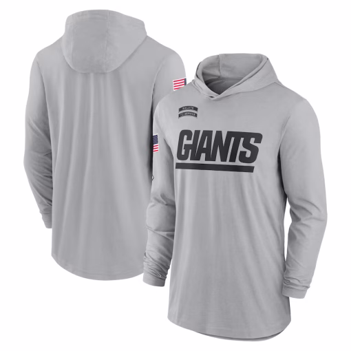 New York Giants Nike 2024 Salute to Service Lightweight Performance Long Sleeve Hooded T-Shirt – Gray