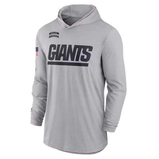 New York Giants Nike 2024 Salute to Service Lightweight Performance Long Sleeve Hooded T-Shirt – Gray - Image 3