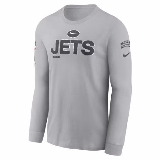 New York Jets Nike 2024 Salute To Service Long Sleeve T-Shirt – Gray - Image 3