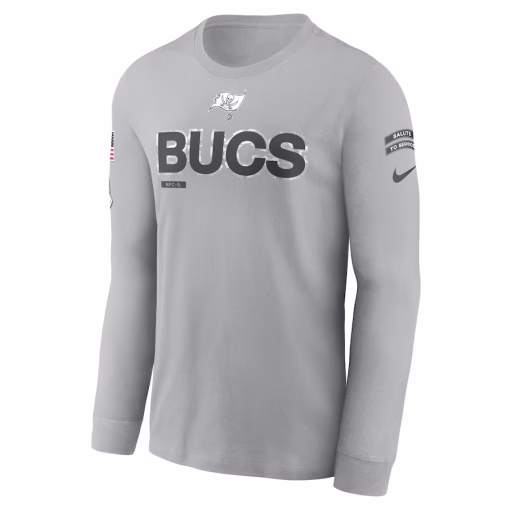 Tampa Bay Buccaneers Nike 2024 Salute To Service Long Sleeve T-Shirt – Gray - Image 2