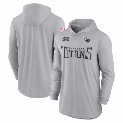 Tennessee Titans Nike 2024 Salute to Service Lightweight Performance Long Sleeve Hooded T-Shirt – Gray