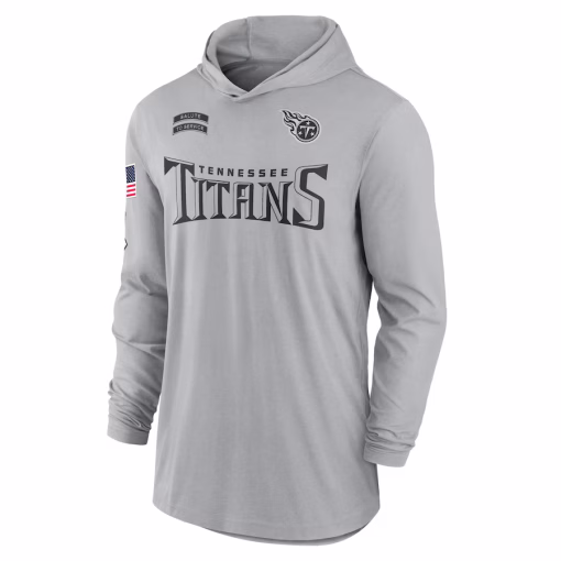 Tennessee Titans Nike 2024 Salute to Service Lightweight Performance Long Sleeve Hooded T-Shirt – Gray - Image 2