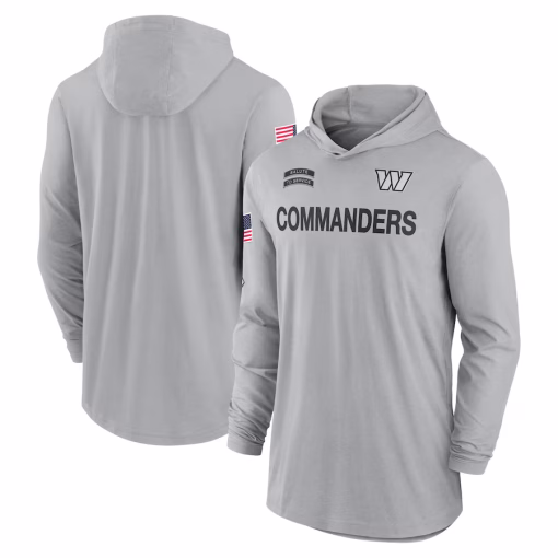Washington Commanders Nike 2024 Salute to Service Lightweight Performance Long Sleeve Hooded T-Shirt – Gray