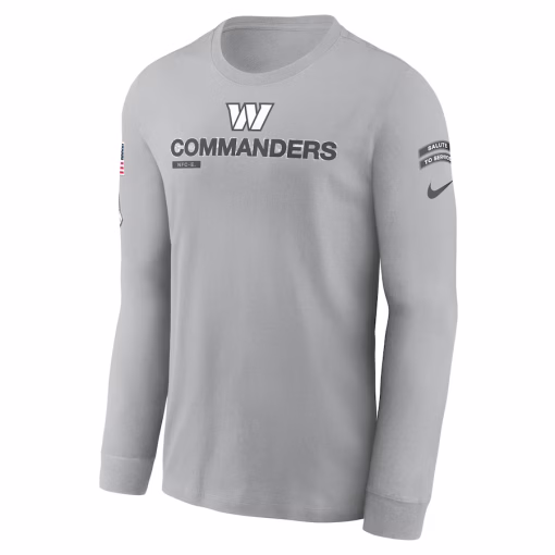 Washington Commanders Nike 2024 Salute To Service Long Sleeve T-Shirt – Gray - Image 3