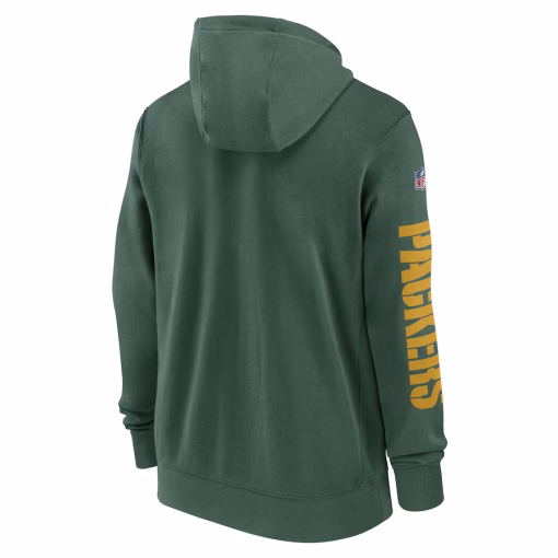 Men’s Green Bay Packers Nike Green 2024 Sideline Club Full-Zip Hoodie - Image 3