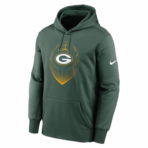 Men’s Green Bay Packers Nike Green Icon Performance Pullover Hoodie - Image 2