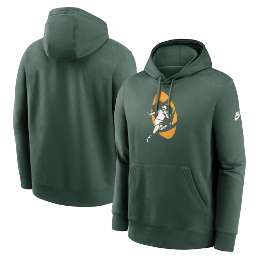 Men’s Green Bay Packers Nike Green Rewind Club Logo Pullover Hoodie