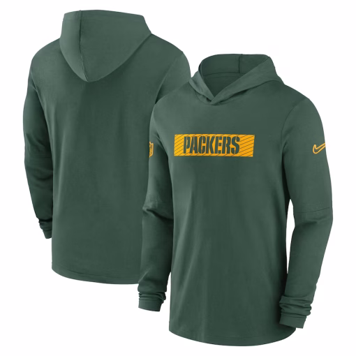 Men’s Green Bay Packers Nike Green Sideline Hoodie Performance Long Sleeve T-Shirt