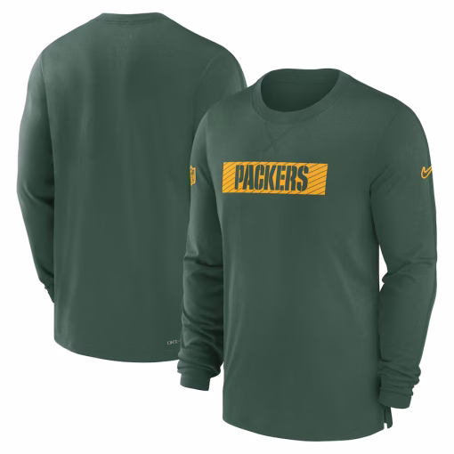 Men’s Green Bay Packers Nike Green Sideline Player Performance Long Sleeve T-Shirt