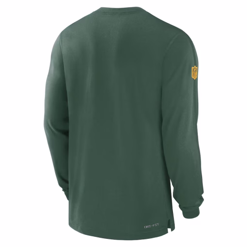Men’s Green Bay Packers Nike Green Sideline Player Performance Long Sleeve T-Shirt - Image 3