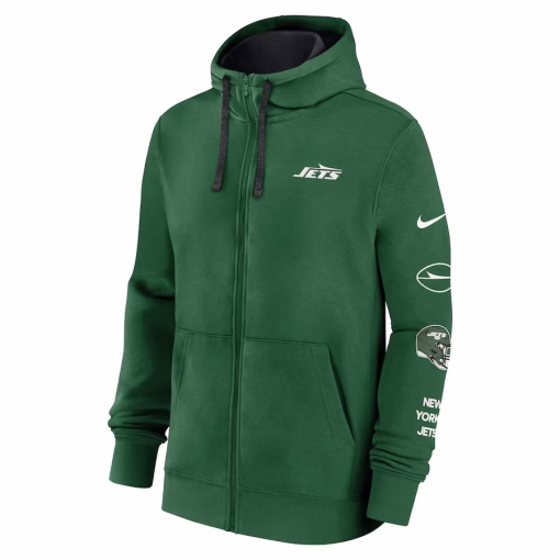 New York Jets Nike Club Full-Zip Hoodie Jacket – Green - Image 3