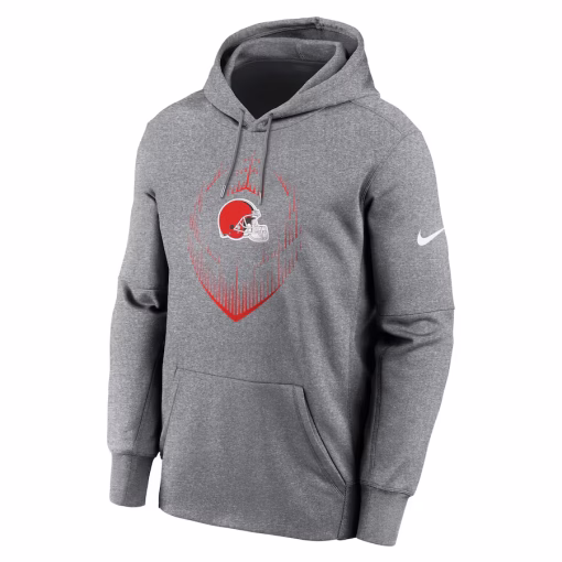 Cleveland Browns Nike Icon Performance Pullover Hoodie – Heather Gray - Image 3