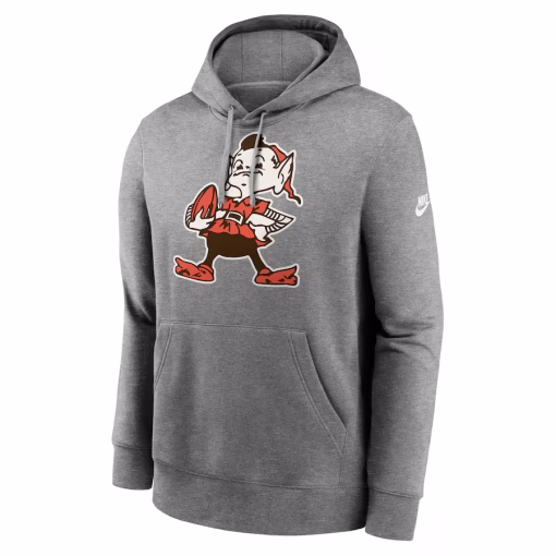 Cleveland Browns Nike Rewind Club Logo Pullover Hoodie – Heather Gray - Image 2