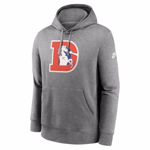 Denver Broncos Nike Rewind Club Logo Pullover Hoodie – Heather Gray - Image 2