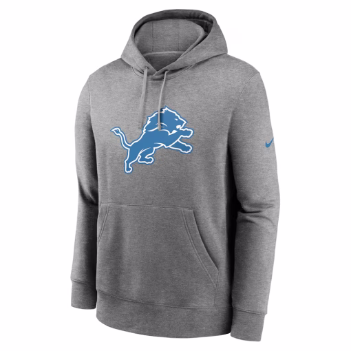Detroit Lions Nike Club Logo Pullover Hoodie – Heather Gray - Image 2