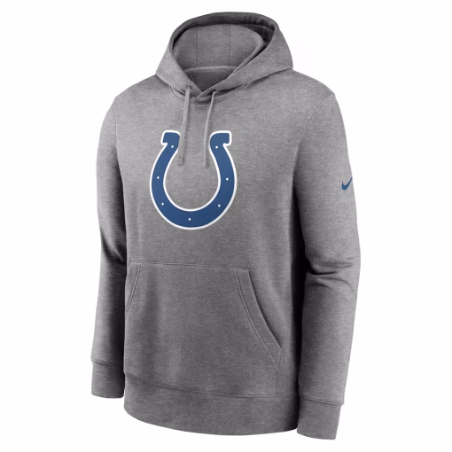 Indianapolis Colts Nike Club Logo Pullover Hoodie – Heather Gray - Image 3