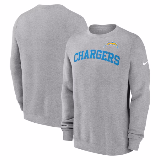 Los Angeles Chargers Nike Club Pullover Sweatshirt – Heather Gray