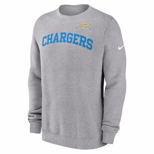 Los Angeles Chargers Nike Club Pullover Sweatshirt – Heather Gray - Image 2