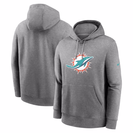 Miami Dolphins Nike Club Logo Pullover Hoodie – Heather Gray