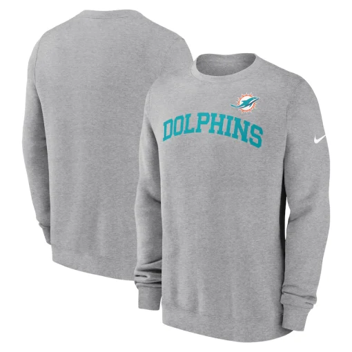 Miami Dolphins Nike Club Pullover Sweatshirt – Heather Gray