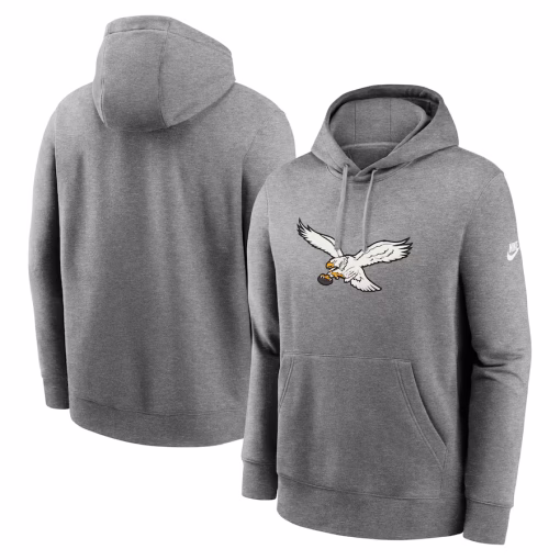Men’s Philadelphia Eagles Nike Heather Gray Rewind Club Logo Pullover Hoodie