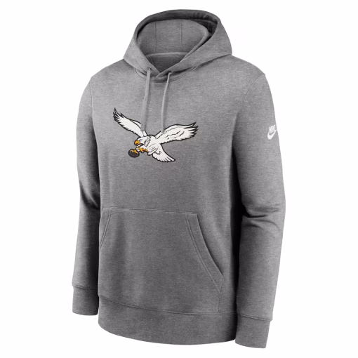 Men’s Philadelphia Eagles Nike Heather Gray Rewind Club Logo Pullover Hoodie - Image 2