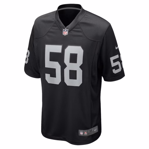 Jackson Powers-Johnson Las Vegas Raiders Nike Team Game Jersey – Black - Image 2