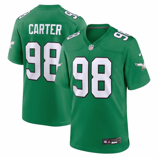 Men’s Philadelphia Eagles Jalen Carter Nike Kelly Green Alternate Game Jersey
