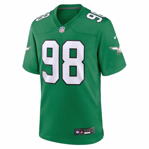 Men’s Philadelphia Eagles Jalen Carter Nike Kelly Green Alternate Game Jersey - Image 2