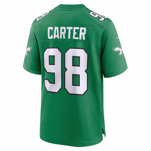 Men’s Philadelphia Eagles Jalen Carter Nike Kelly Green Alternate Game Jersey - Image 3
