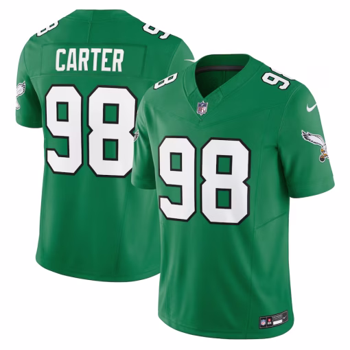 Men’s Philadelphia Eagles Jalen Carter Nike Kelly Green Alternate Vapor F.U.S.E. Limited Jersey