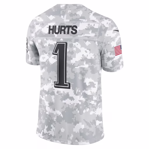 Men’s Philadelphia Eagles Jalen Hurts Nike Arctic Camo 2024 Salute to Service Limited Jersey - Image 3