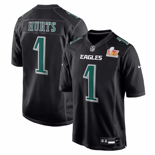 Jalen Hurts Philadelphia Eagles Nike Super Bowl LIX Fashion Game Player Jersey – Carbon Black