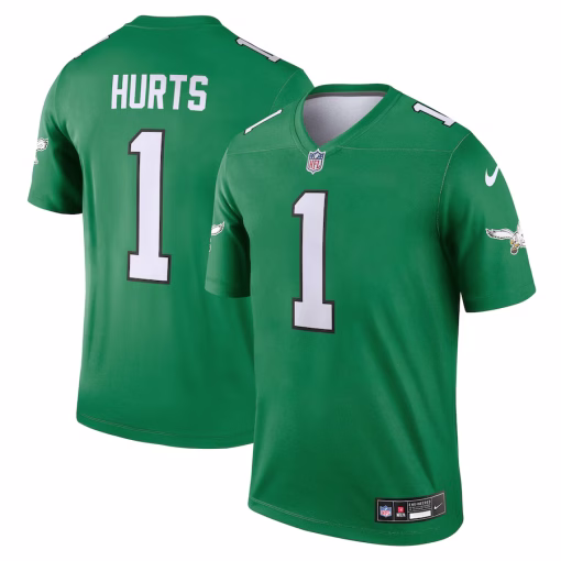 Men’s Philadelphia Eagles Jalen Hurts Nike Kelly Green Alternate Legend Player Performance Top