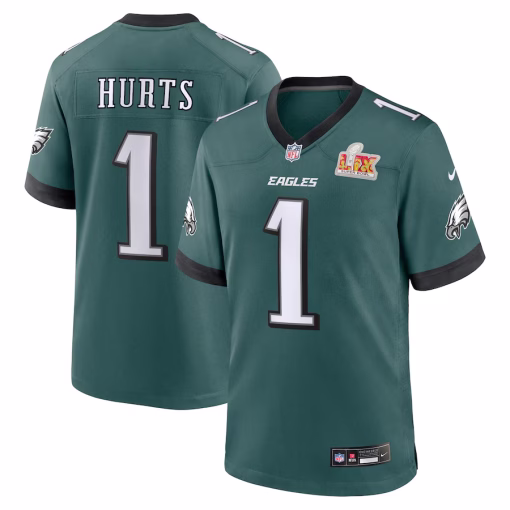 Jalen Hurts Philadelphia Eagles Nike Super Bowl LIX Game Player Jersey – Midnight Green
