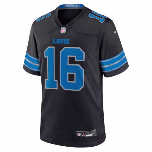 Jared Goff Detroit Lions Nike 2nd Alternate Game Jersey – Black - Image 2