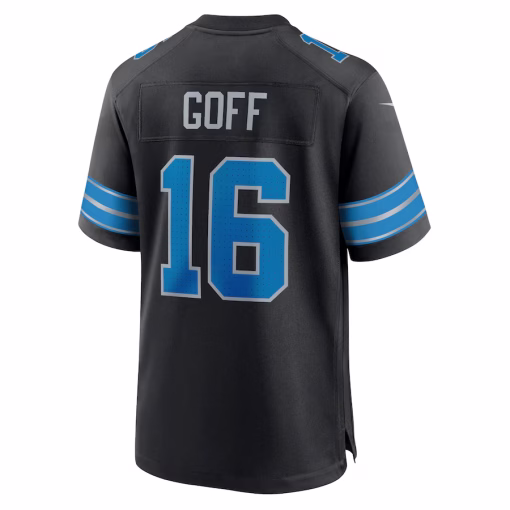 Jared Goff Detroit Lions Nike 2nd Alternate Game Jersey – Black - Image 3