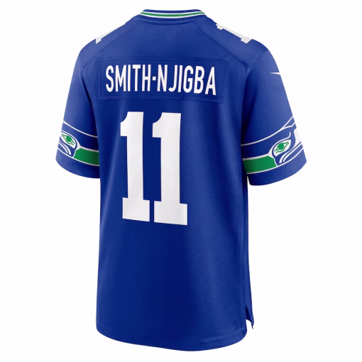 Jaxon Smith-Njigba Seattle Seahawks Nike Throwback Player Game Jersey – Royal - Image 3