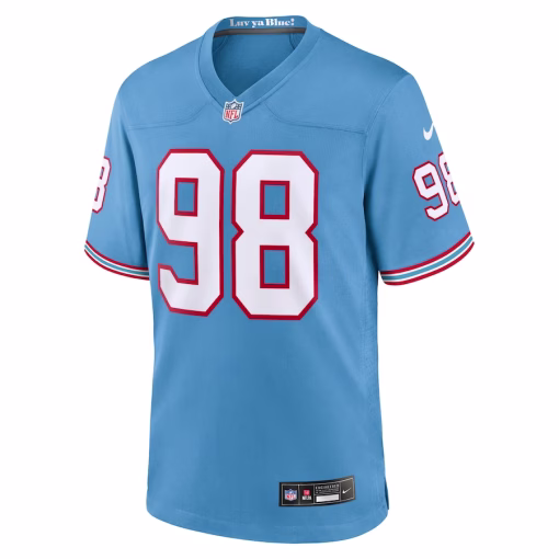 Jeffery Simmons Tennessee Titans Nike Oilers Throwback Alternate Game Player Jersey – Light Blue - Image 2