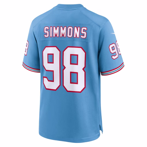Jeffery Simmons Tennessee Titans Nike Oilers Throwback Alternate Game Player Jersey – Light Blue - Image 3