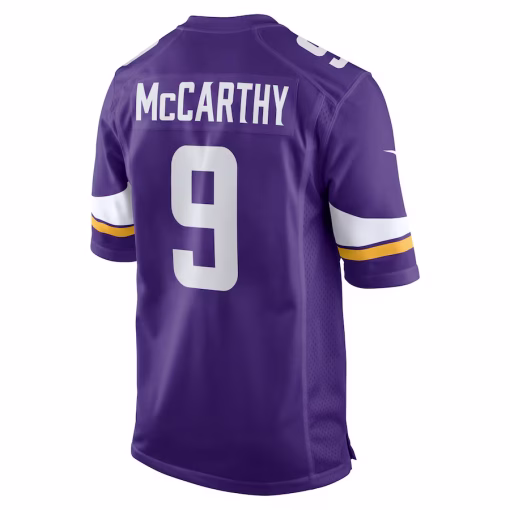 J.J. McCarthy Minnesota Vikings Nike Player Game Jersey – Purple - Image 3