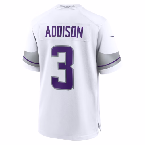 Jordan Addison Minnesota Vikings Nike Alternate Game Player Jersey – White - Image 3