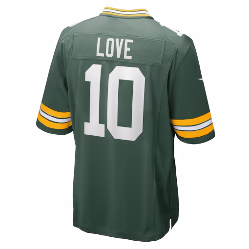 Men’s Green Bay Packers Jordan Love Nike Green Player Game Jersey - Image 3