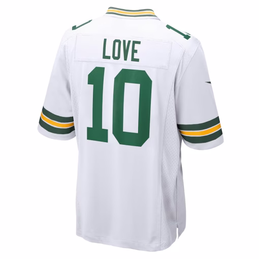 Men’s Green Bay Packers Jordan Love Nike White Game Jersey - Image 3