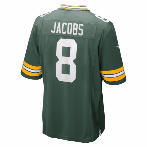 Men’s Green Bay Packers Josh Jacobs Nike Green Team Game Jersey - Image 3