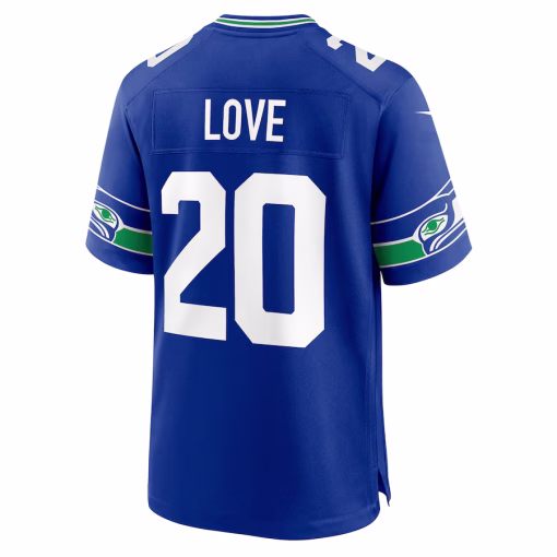Julian Love Seattle Seahawks Nike Throwback Player Game Jersey – Royal - Image 3