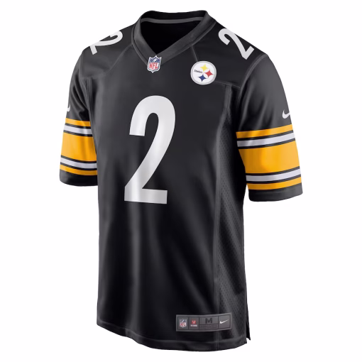 Men’s Pittsburgh Steelers Justin Fields Nike Black Game Player Jersey - Image 2